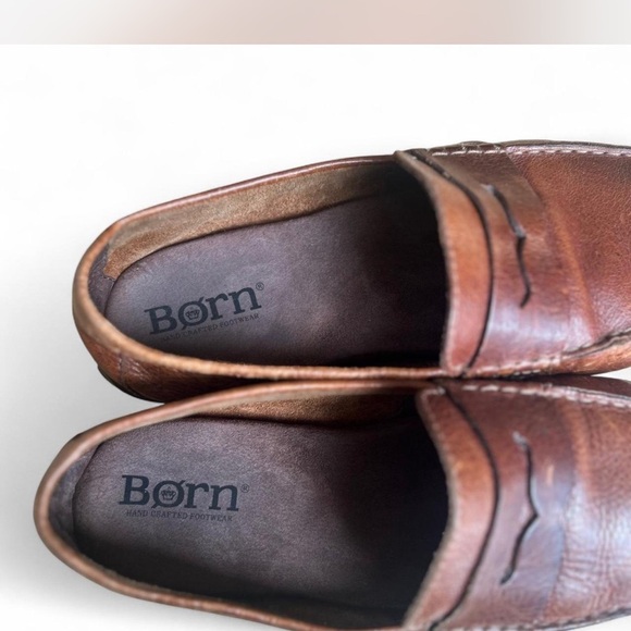 |Born| Brown Tan Leather Pull-on Loafers Men's Size 10.5 Very Comfortable - Picture 6 of 8